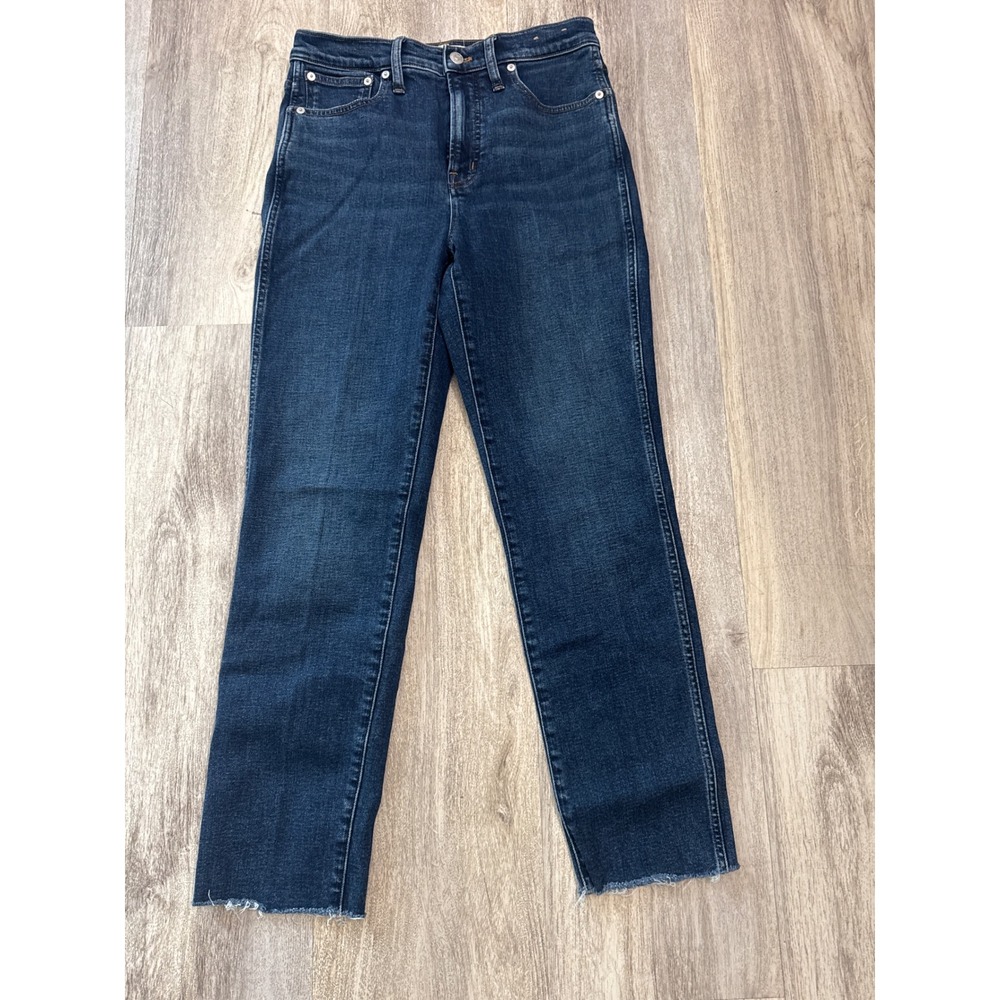 Madewell The Perfect Vintage Jean Dark Wash Raw Hem High Rise Straight Size 27